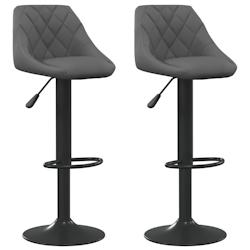 VidaXL Tabourets De Bar Lot De 2 Gris Foncé Velours - gris 335350_0