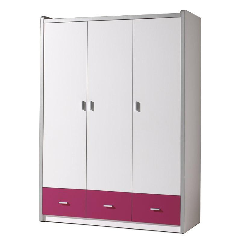Armoire 3 portes Bonny 202 cm Fuchsia - Paris Prix - Bois - Dimensions 140,5x60x202 cm_0