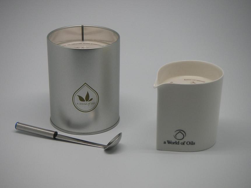 Bougie de massage - cire 100% naturelle - jusqu'à 55h de combustion - 7 à 9 massages par bougie_0