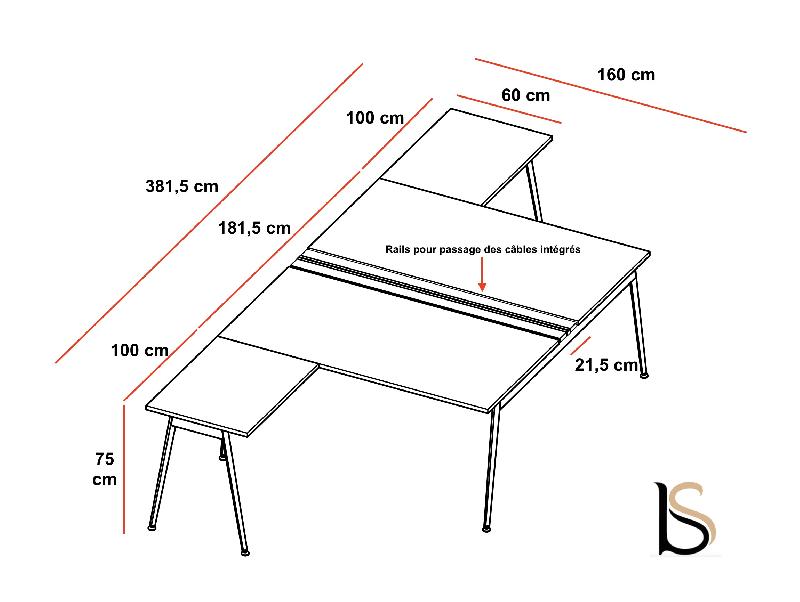 Bureau bench 2 personnes X3 - Officity - Blanc 9010, Blanc, 160 x 381,5 cm_1
