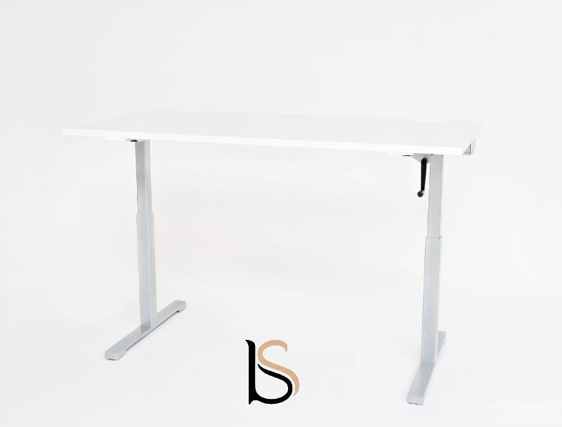 Bureau réglable en hauteur manuellement - MDD - Blanc 9010, 160, Blanc_1