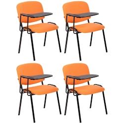 CLP Lot de 4 Chaises Ken en tissu avec tablette rabattable Orange - orange textile 324999_0
