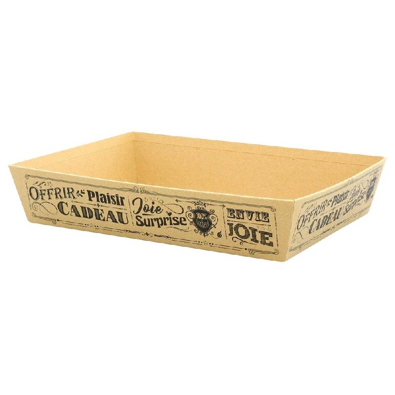 Corbeille carton rectangle vintage kraft 36x27x7cm_0