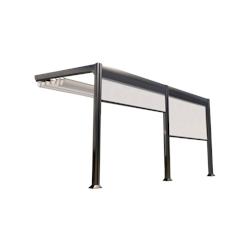 COULEURS DU MONDE Pergola adossée Antigua 3x4m aluminium avec toile coulissante et 2 écrans frontaux textilène gris - gris aluminium 3700263329463_0