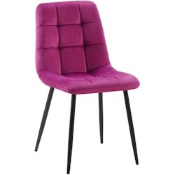 Décoshop26 - Chaise de salle à manger x1 coutures forme carrées en velours violet pieds en métal noir 10_0001968 - noir 3000250771573_0