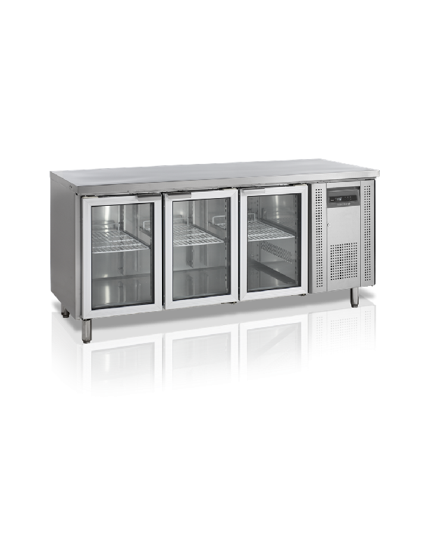 Desserte réfrigérée positive 3 portes vitrées - GN1/1 - Inox AISI304 - 402L - Centrale TEFCOLD - CK7310G_0
