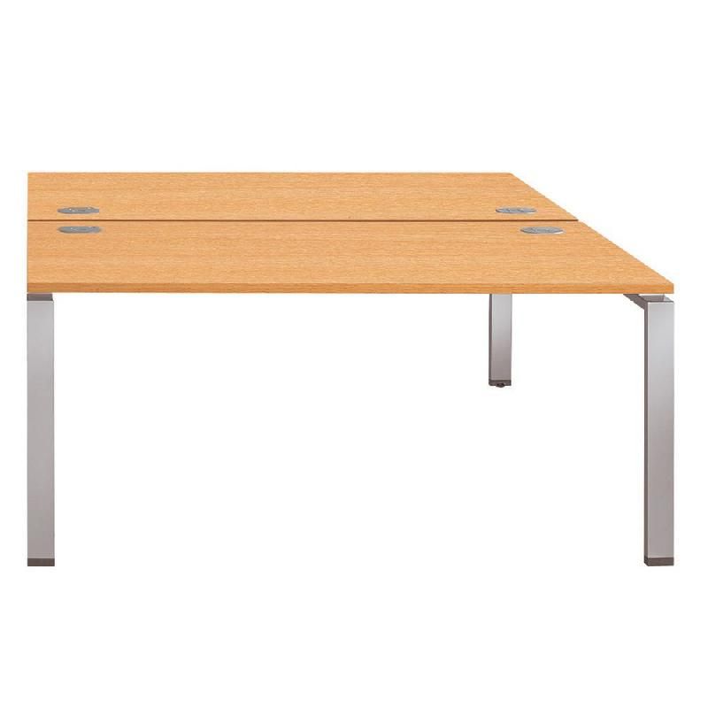 ENSEMBLE 2 POSTES DROIT ACTUAL - L. 160 X P. 163 CM - PLATEAU CÈDRE - 4 PIEDS ALUMINIUM