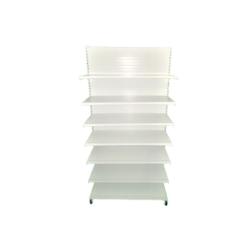 EUROP'METAL Gondole Murale Départ - Simple Face Blanc H.206xP.30xL.100cm avec Base, 6 Tablettes Supérieures et Porte Étiquettes - M1PROF300 en Acier_0