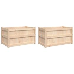 Helloshop26 - Jardinière bac lit surélevé plantes fleurs jardin terrasses lot de 2 bois de pin massif marron 02_0039047 - 3000218001919_0