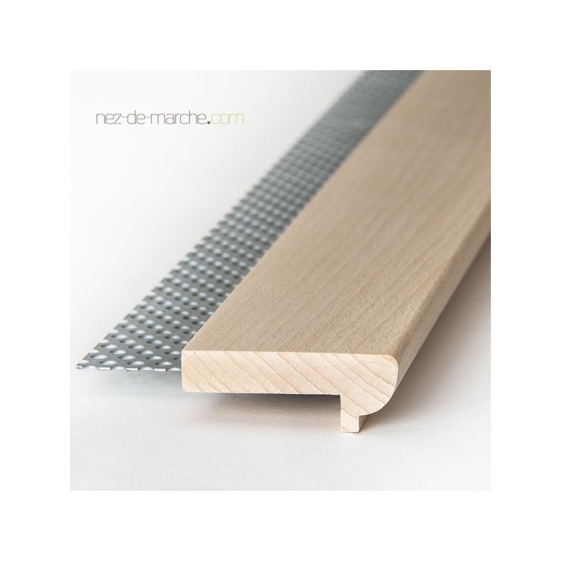 Nez de marche hêtre 60x22mm avec grille_0