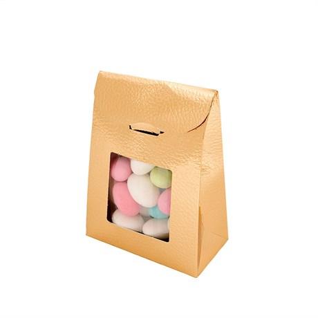 PETIT SAC AVEC FENÊTRE 9+4.5X13 CM CARTON OR (VENDU PAR 200)