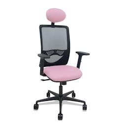 Piqueras y Crespo Silla Zulema sincro malla negra asiento bali rosa brazos 2D ruedas 65mm cabecero - rose multi-matériau 390SM840B710B2DB68R65C_0