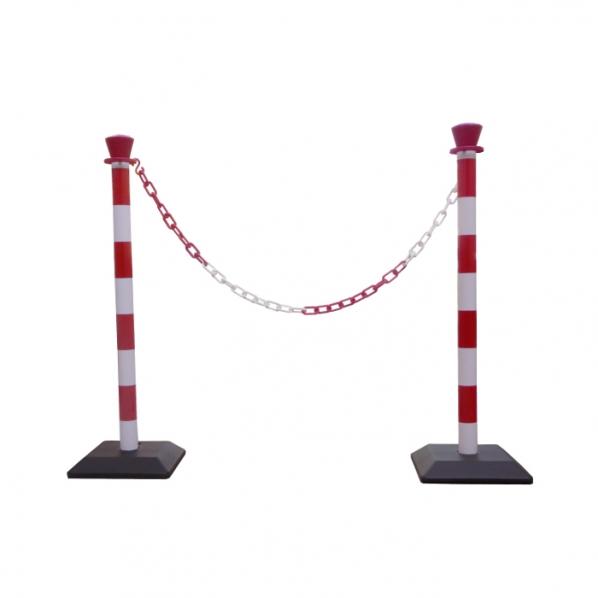 Poteau de signalisation PVC avec base - Version 3 Rouge/Blanc - Disponible en sets ou à l'unité_0