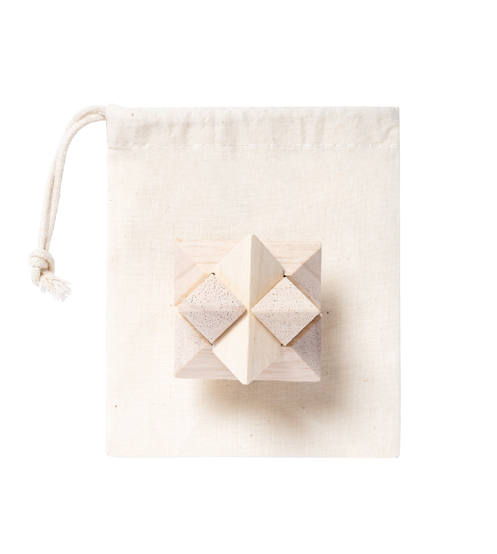 Puzzle magique en bois - Avec pochette en coton et fermeture à cordon - Couleur naturelle - 42g_0