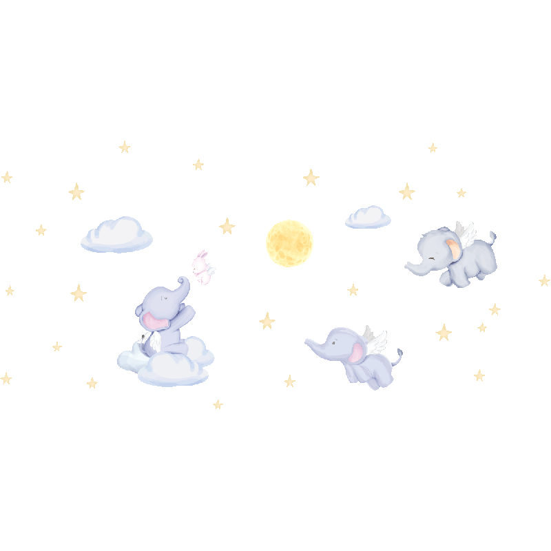 Stickers éléphants dans le ciel étoilé