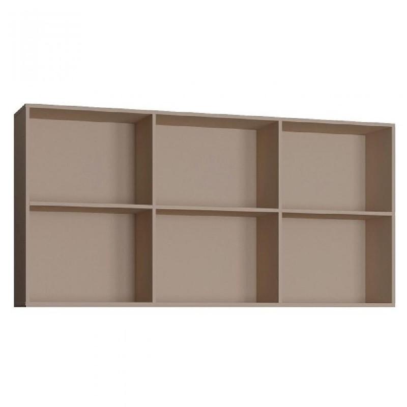 SURMEUBLE 6 NICHES DE RANGEMENTS POUR LIT ESCAMOTABLE HORIZONTAL 90 X 200 CM HAUTEUR 106 CM FINITION TAUPE MAT_0