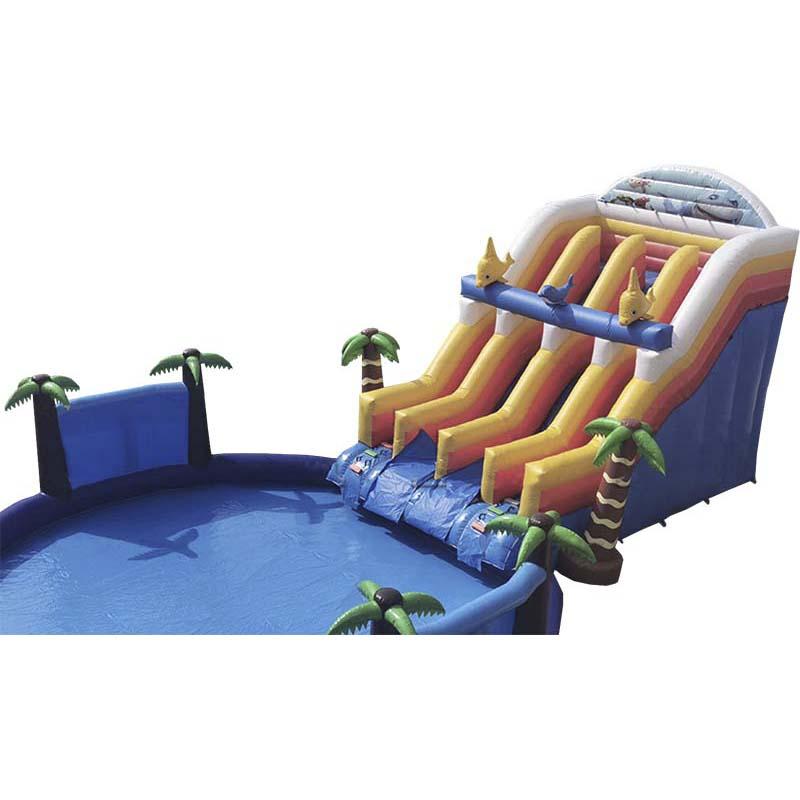 Toboggan aquatique Méditerranée - structure gonflable avec piscine - 20x14x8 m - normes CE EN 14960_0