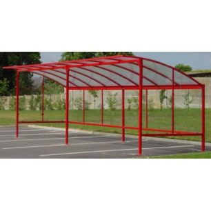 Abri vélo semi-ouvert centre double - structure en acier galvanisé - bardage en verre sécurit - pour 18 vélos_0