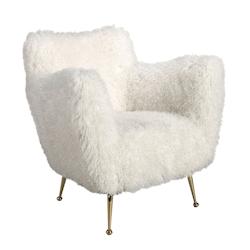 AC ANGEL CERDA Angel Cerdá Fauteuil en tissu blanc à poils longs 5191C 93 x 82 x 91 - blanc textile 8435631044338_0