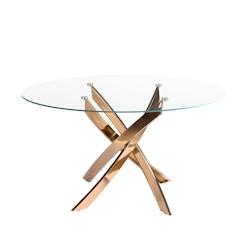 AC ANGEL CERDA Angel Cerdá Table de salle à manger ronde en verre trempé et acier rose 1169-Ø140C Ø140 x 75 - rose verre 8435631043867_0