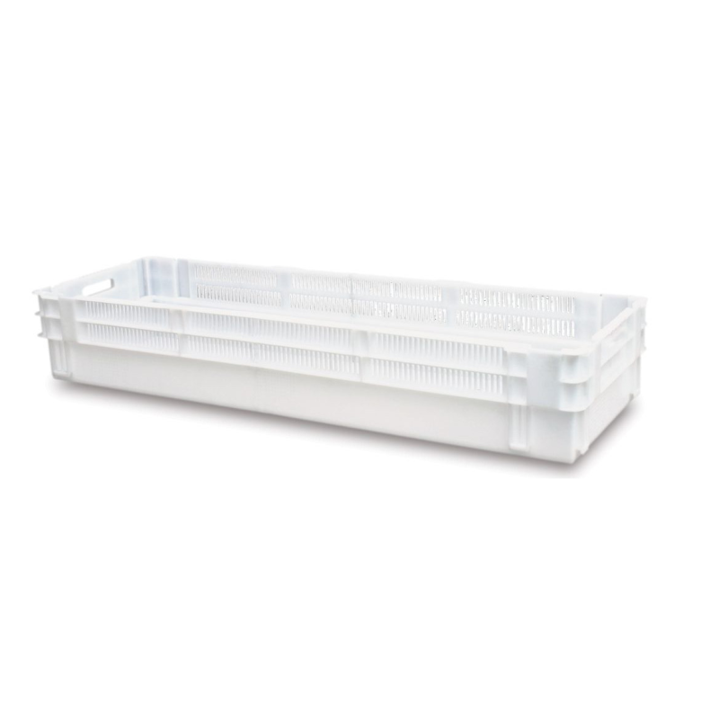 Bac plastique alimentaire emboîtable 1200x400 - 80 L - PEHD, gerbable, fond plein, parois demi-pleines_0