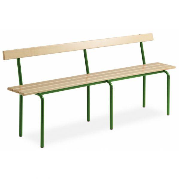 Banc vestiaire avec dossier - pieds en Epoxy vert - longueur 2000 mm - lames en hêtre_0