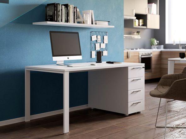 Bureau individuel Gamba U avec caisson 3 ou 4 tiroirs intégré_0