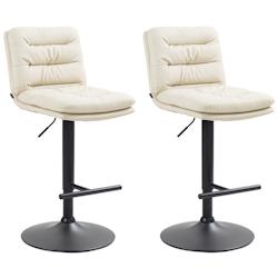 CLP Lot de 2 tabourets de bar Damar en similicuir Crème/Noir - beige polyester 325679_0