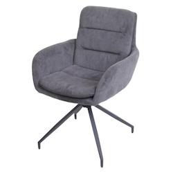 Décoshop26 - Chaise de salle à manger x1 avec accoudoirs pivotante en tissu gris coutures décoratives 04_0006338 - gris 3000261714330_0