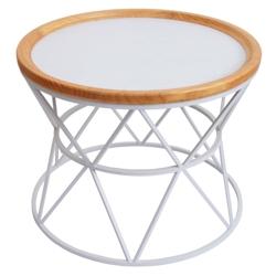 Décoshop26 - Table basse table d'appoint structure en métal et bois diamètre 66 cm blanc 04_0008470 - blanc 3000262578665_0