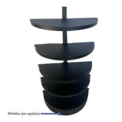 EUROP'METAL Terminaison de Gondole Centrale DEMI-RONDE Noir H.164xP.30cm - Base + 4 Tablettes Supérieures - TG11PROF300N - Noir Acier - 3701487200330_0