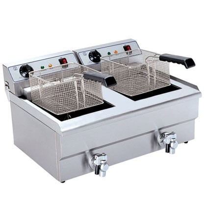 Friteuse électrique professionnelle avec robinet vidange 2x13l_0