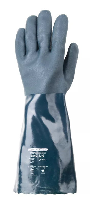 Gants coton PVC vert, double enduction, grainée, Longueur 40cm - Référence : MO3740_0
