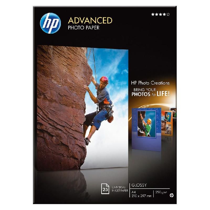 HEWLETT PACKARD PAPIER PHOTO A4 BRILLANT DE 250 G/M² - 25 FEUILLES