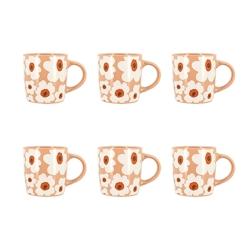Novastyl - Lot 6 Mugs Marguerite 34cl En Gres Terracotta - 3256391046197_0