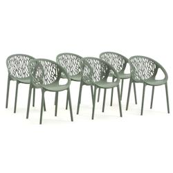 RATTATAN Set de 6 chaises en polypropylène avec fibre de verre empilables pour extérieur et jardin, bar, restaurant ou cuisine, design moderne - Lar_0