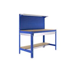 SimonRack Établi SIMONWORK BT3 avec couleur BLEU/BOIS 1445x1210x610 mm (haut x largeur x profondeur) - bleu métal 8435104946947_0