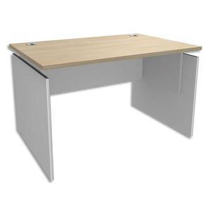 Simmob bureau piètement panneau ineo - dimensions : l140 x h72,5/75,5/82 x p80 cm chêne clair blanc perle_0