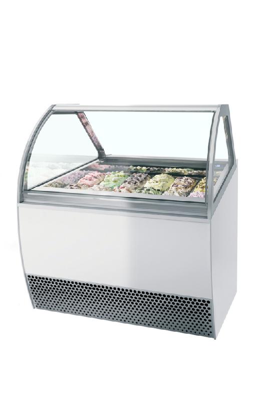 Vitrine congélateur de crème glacée blanc - vitre bombée - 12 bacs Napoli - 1166x1080x1356 mm - marque ISA - MILLENNIUM LX12_0