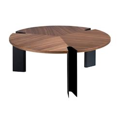 AC ANGEL CERDA Angel Cerdá Table basse ronde en noyer et acier noir 2113C Ø90 x 36 - marron Bois manufacturé 8435631024231_0