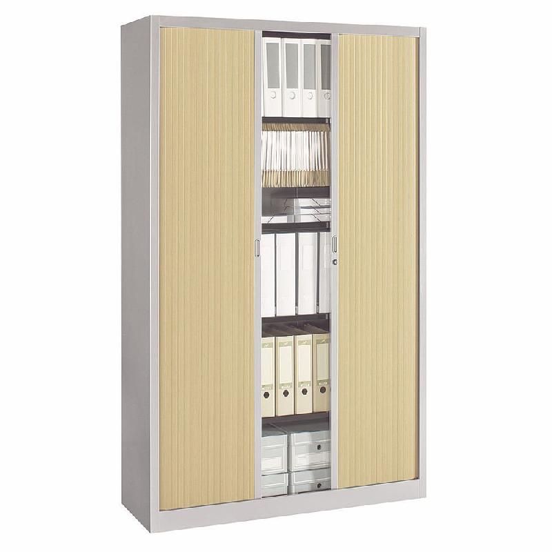 ARMOIRE MÉTAL CLASSTOUT COLOR - A RIDEAUX - L. 120 X  H. 198 CM - CORPS ALUMINIUM  - RIDEAUX HÊTRE