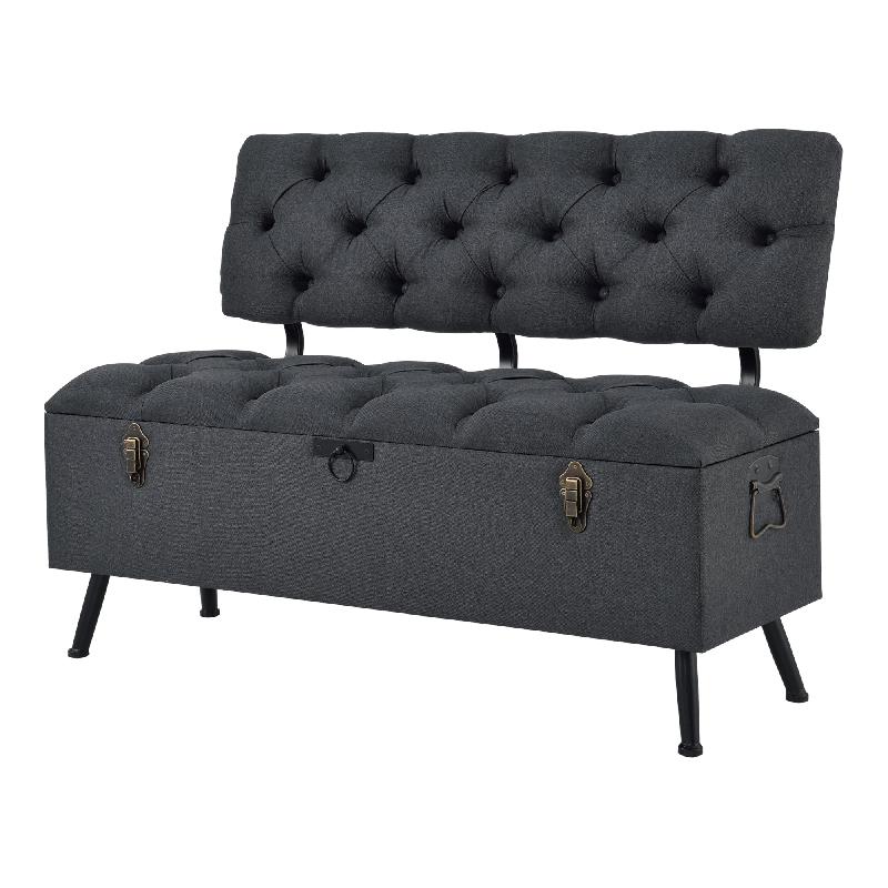 Banquette de rangement Malmöhus - siège rabattable gris foncé avec dossier confortable 03_0006447_0