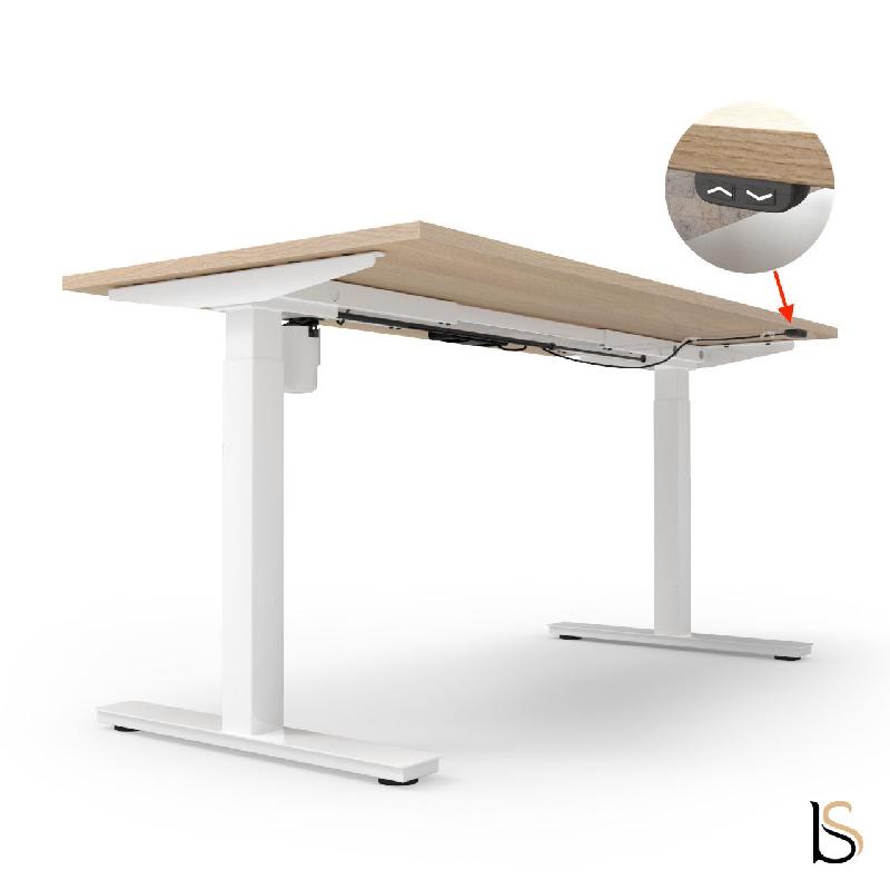Bureau réglable en hauteur TRAM - Mobel Linea - 140, Alu, Blanc_1