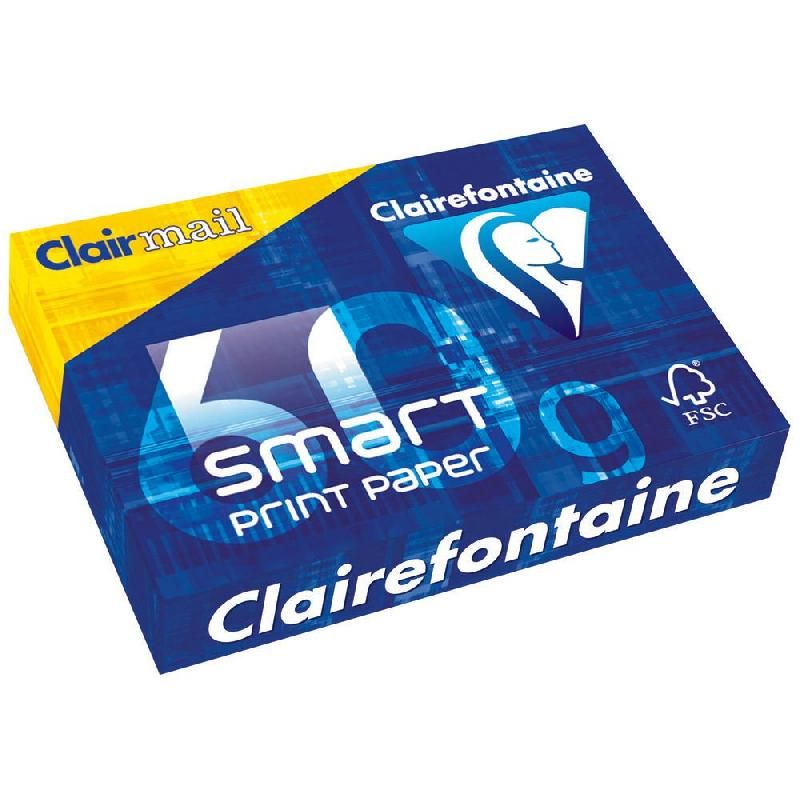 CLAIREFONTAINE PAPIER CLAIRMAIL - RAMETTE DE 500 FEUILLES - FORMAT A4 (60 G/M²) - COULEUR BLANC (PRIX À L'UNITÉ)