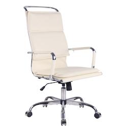 CLP Chaise de bureau Bedford en similicuir et veritable cuir Crème/Similicuir - beige polyester 211374404_0