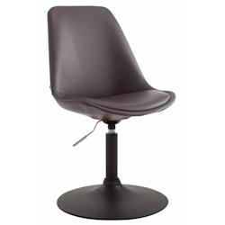 Décoshop26 - Chaise de salle à manger x1 pivotante hauteur réglable en PVC marron et pied trompette en métal noir 10_0003757 - marron 3000251750973_0