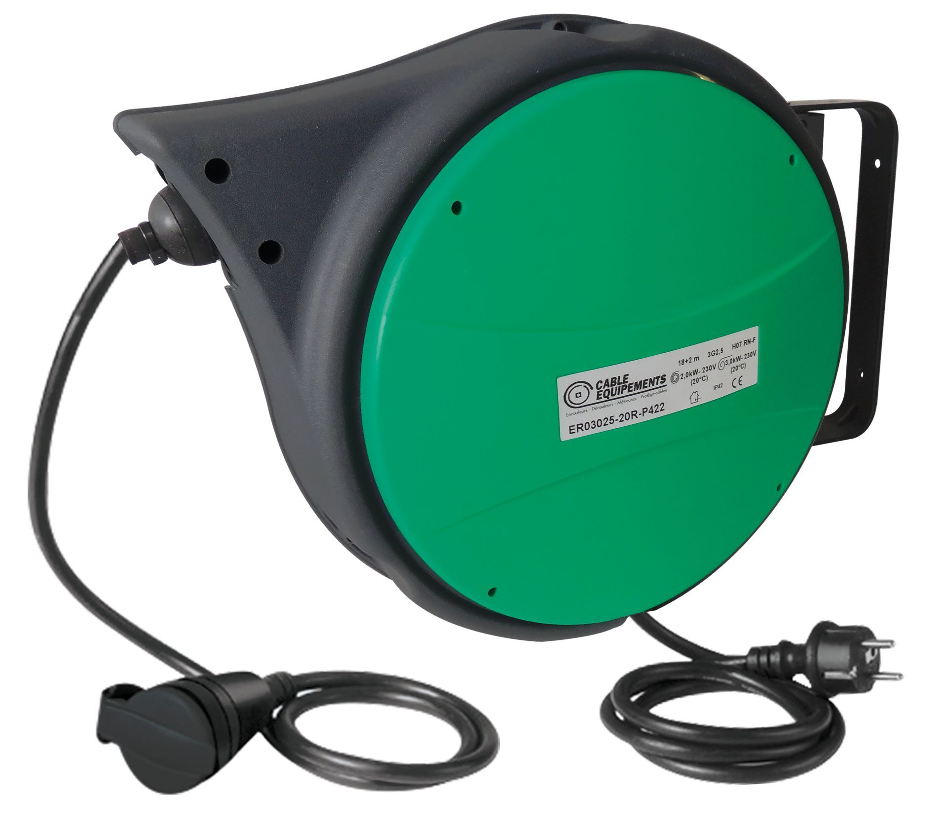 Enrouleur électrique à rappel automatique à ressort - P422 - 20 mètres - câble H07RN-F - 3G2,5 mm² - IP42_0