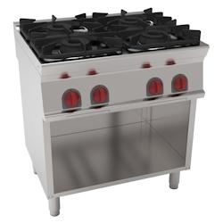 EURAST - Fourneau à gaz 4 brûleurs sur support ouvert - 800x700x900 mm - 28,8 Kw - 35910317 - inox 35910317_0