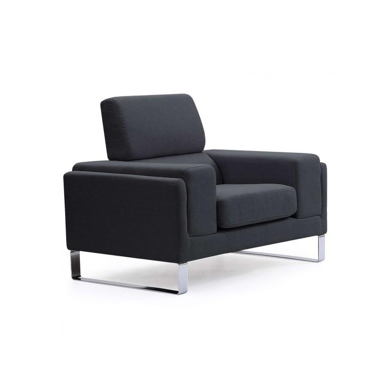 Fauteuil en tissu Ezekiel 104 cm noir - Design moderne - Paris Prix_0
