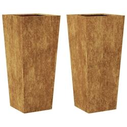 Helloshop26 - Jardinière bac lit surélevé plantes fleurs jardin terrasses lot de 2 35 x 35 x 75 cm acier corten Marron 02_0038942 - 3000217950409_0